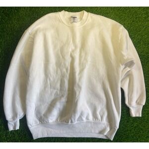Vtg 90's Jerzees Blank White Made In USA Crewneck Sweatshirt Adult XL Sweater